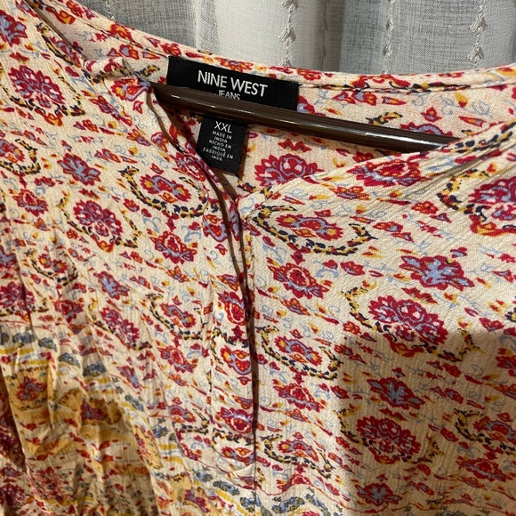 Nine West Jeans XXL boho multi colored blouse 3/4 sleeves and front buttons - Picture 8 of 11